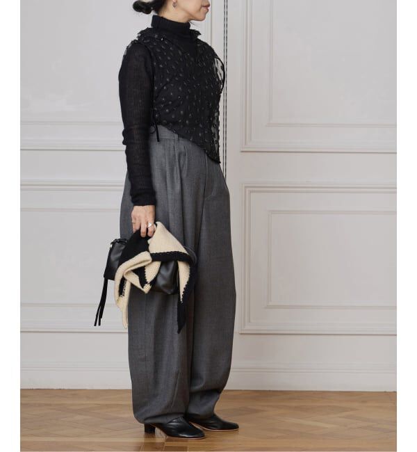 IENA LA BOUCLE「IENA LA BOUCLE ウールサキソニータックバレルパンツ」|スラックス|