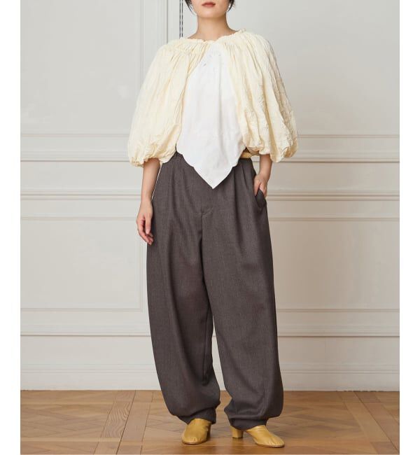 IENA LA BOUCLE「IENA LA BOUCLE ウールサキソニータックバレルパンツ」|スラックス|