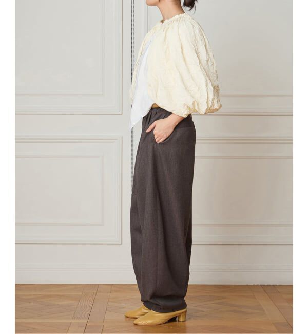 IENA LA BOUCLE「IENA LA BOUCLE ウールサキソニータックバレルパンツ」|スラックス|