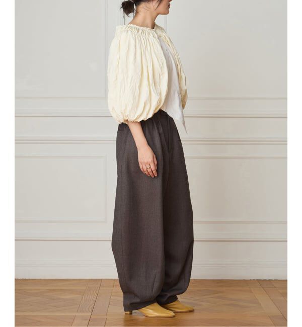 IENA LA BOUCLE「IENA LA BOUCLE ウールサキソニータックバレルパンツ」|スラックス|