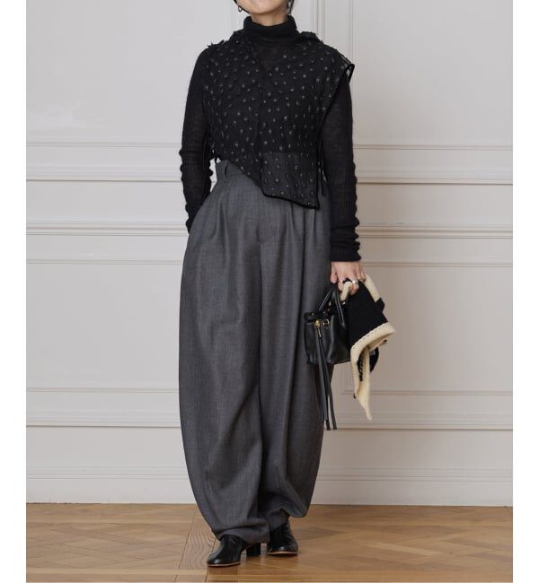 IENA LA BOUCLE「IENA LA BOUCLE ウールサキソニータックバレルパンツ」|スラックス|