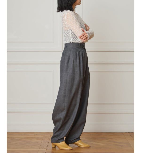 IENA LA BOUCLE「IENA LA BOUCLE ウールサキソニータックバレルパンツ」|スラックス|