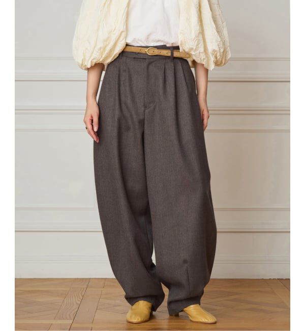 IENA LA BOUCLE「IENA LA BOUCLE ウールサキソニータックバレルパンツ」|スラックス|ブラウン B