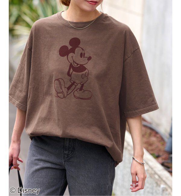 JOURNAL STANDARD relume「【GOOD ROCK SPEED】＜MICKEY MOUSE＞フロッキープリントTシャツ」|Tシャツ・カットソー|ブラウン