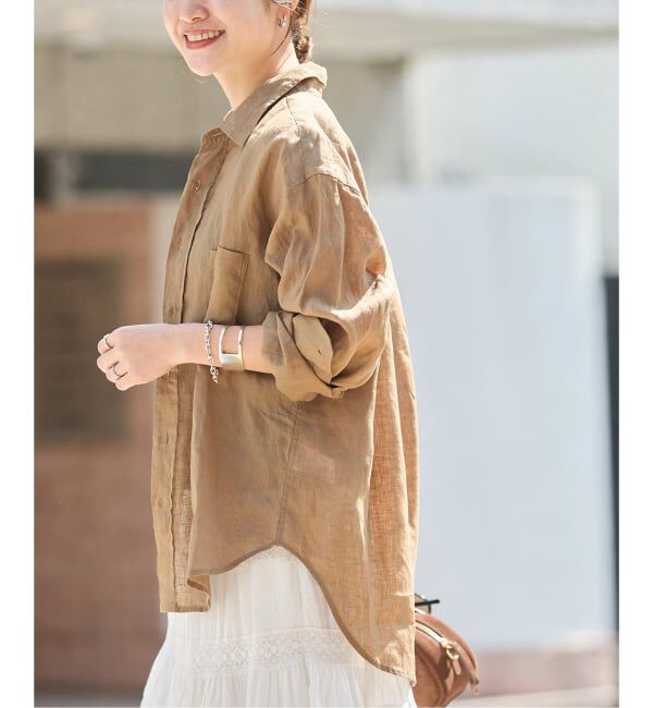JOURNAL STANDARD「《予約》リネンレギュラーカラーシャツ」|シャツ・ブラウス|ベージュ
