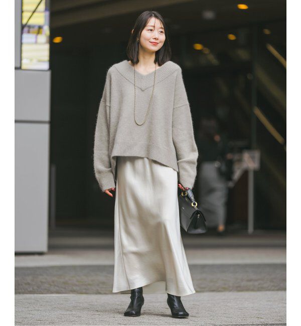 NOBLE「《追加》ナローAラインサテンスカート 2」|スカート|