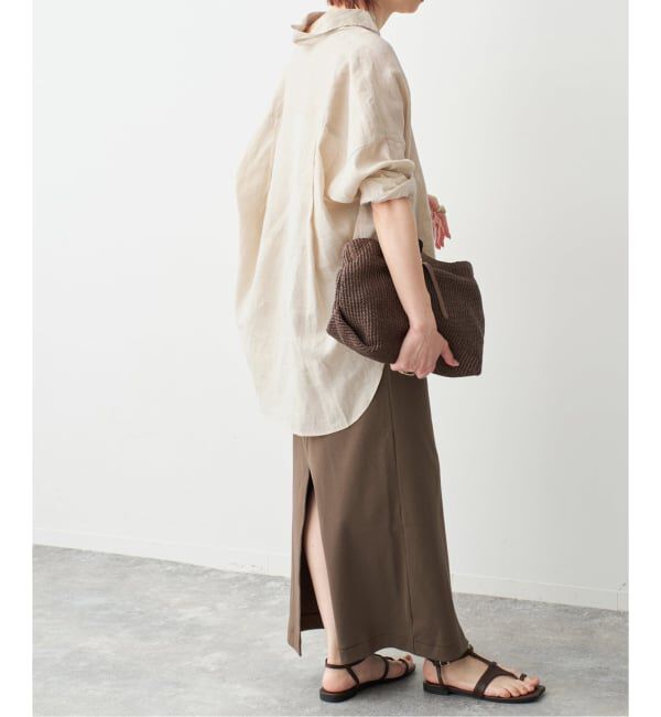 Spick and Span「《新色有り / ゆったりサイズ》追加予約 80リネンカシュクール ビッグシャツ」|シャツ・ブラウス|