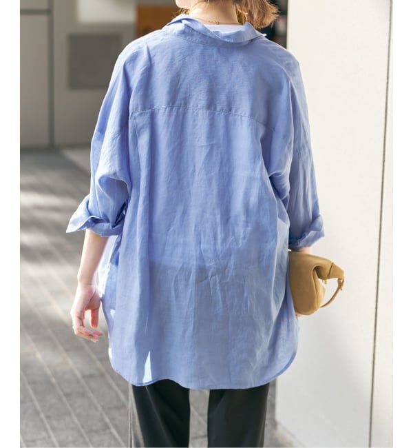 Spick and Span「《新色有り / ゆったりサイズ》追加予約 80リネンカシュクール ビッグシャツ」|シャツ・ブラウス|