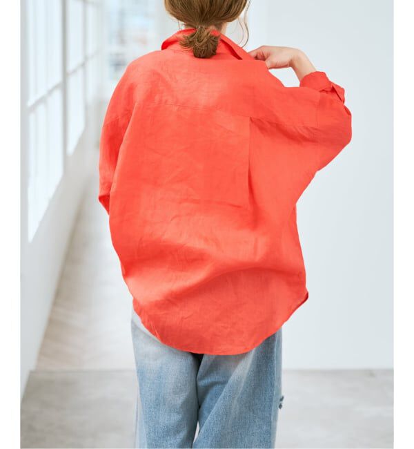 Spick and Span「《新色有り / ゆったりサイズ》追加予約 80リネンカシュクール ビッグシャツ」|シャツ・ブラウス|