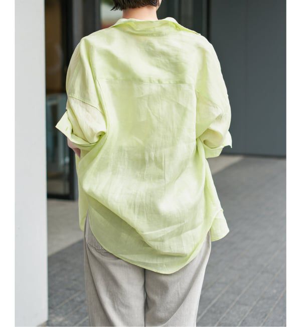 Spick and Span「《新色有り / ゆったりサイズ》追加予約 80リネンカシュクール ビッグシャツ」|シャツ・ブラウス|