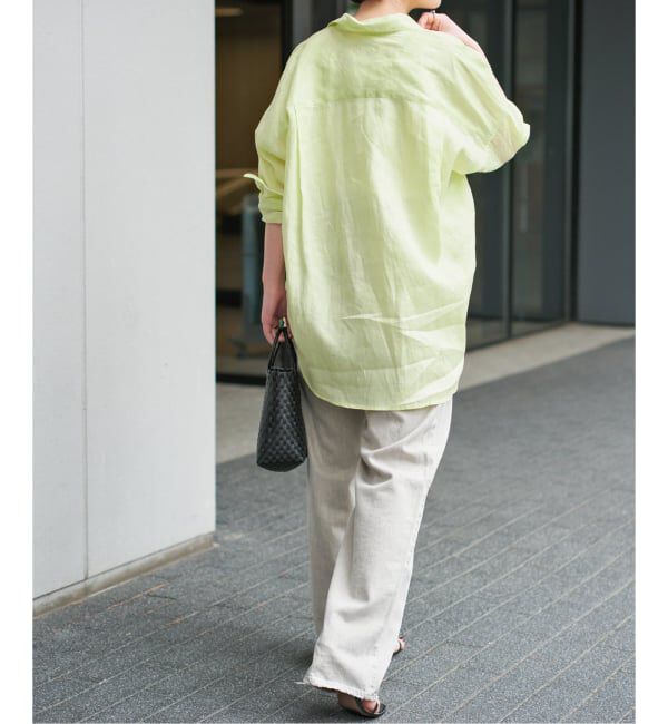 Spick and Span「《新色有り / ゆったりサイズ》追加予約 80リネンカシュクール ビッグシャツ」|シャツ・ブラウス|