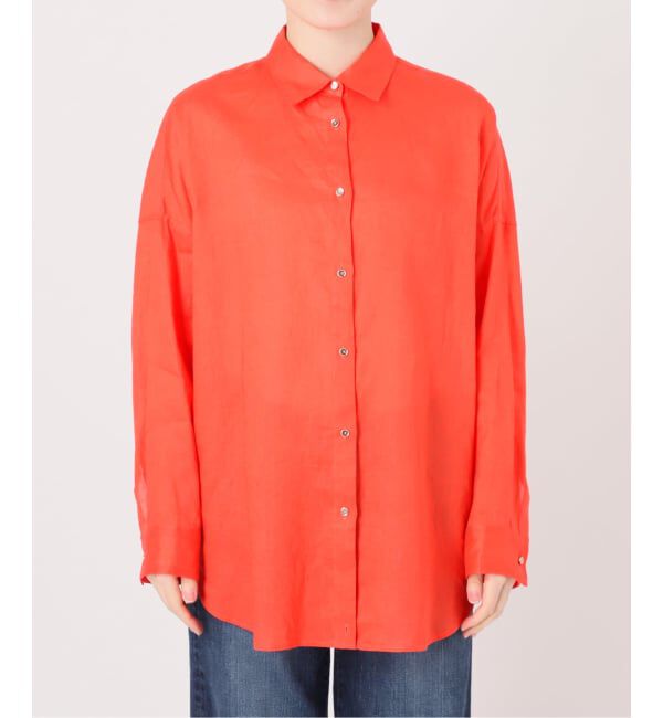 Spick and Span「《新色有り / ゆったりサイズ》追加予約 80リネンカシュクール ビッグシャツ」|シャツ・ブラウス|