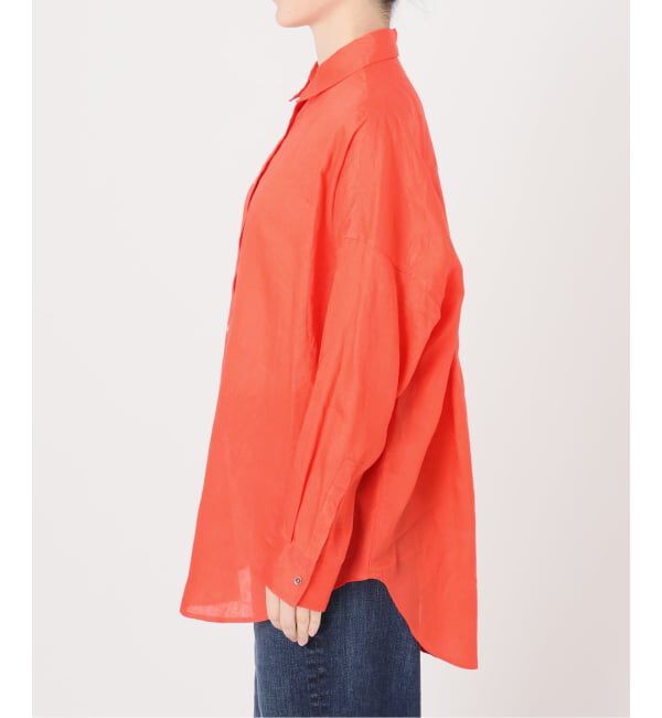 Spick and Span「《新色有り / ゆったりサイズ》追加予約 80リネンカシュクール ビッグシャツ」|シャツ・ブラウス|