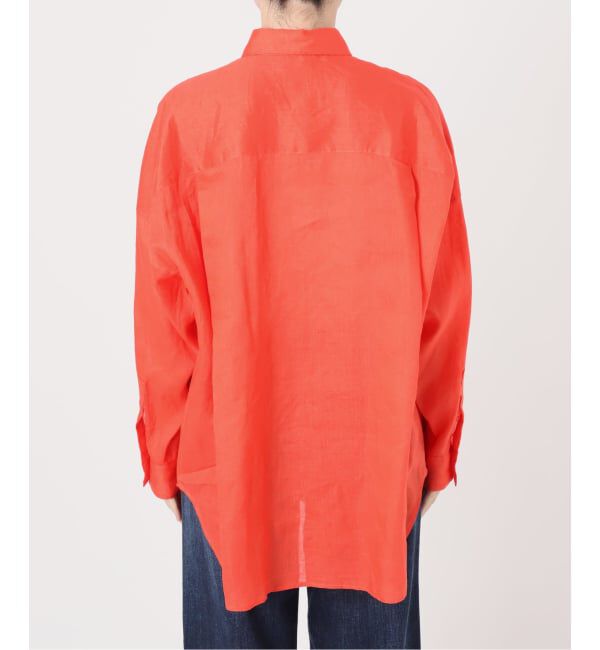 Spick and Span「《新色有り / ゆったりサイズ》追加予約 80リネンカシュクール ビッグシャツ」|シャツ・ブラウス|