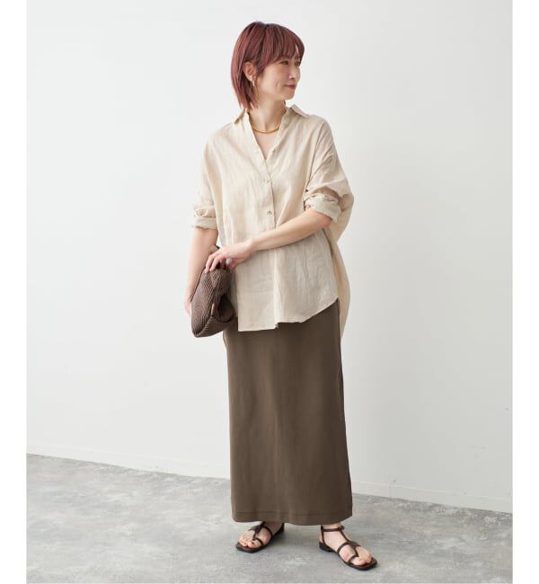 Spick and Span「《新色有り / ゆったりサイズ》追加予約 80リネンカシュクール ビッグシャツ」|シャツ・ブラウス|