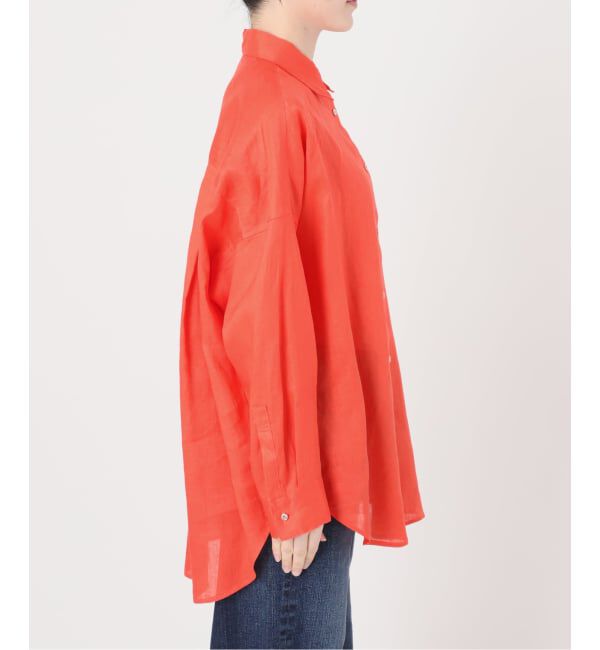 Spick and Span「《新色有り / ゆったりサイズ》追加予約 80リネンカシュクール ビッグシャツ」|シャツ・ブラウス|