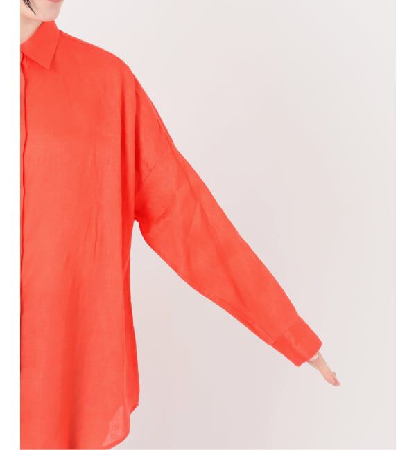 Spick and Span「《新色有り / ゆったりサイズ》追加予約 80リネンカシュクール ビッグシャツ」|シャツ・ブラウス|