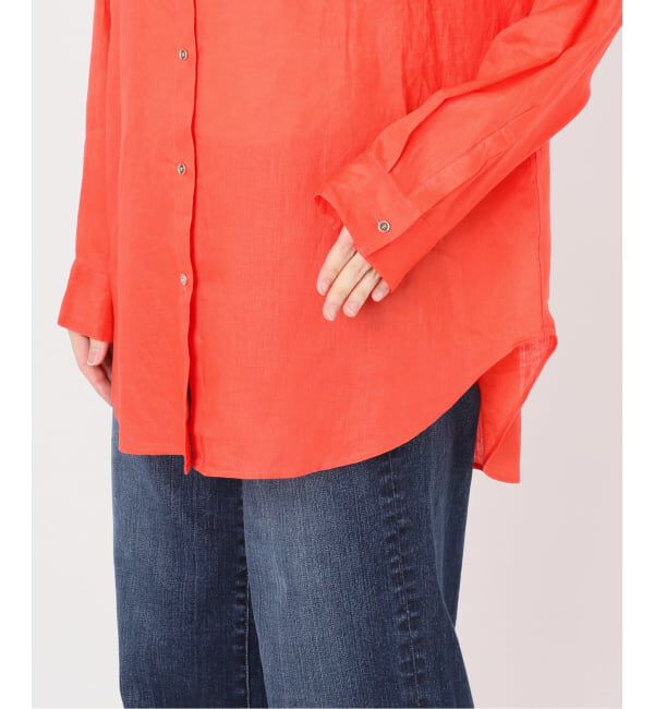 Spick and Span「《新色有り / ゆったりサイズ》追加予約 80リネンカシュクール ビッグシャツ」|シャツ・ブラウス|