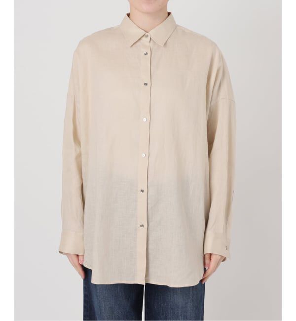 Spick and Span「《新色有り / ゆったりサイズ》追加予約 80リネンカシュクール ビッグシャツ」|シャツ・ブラウス|