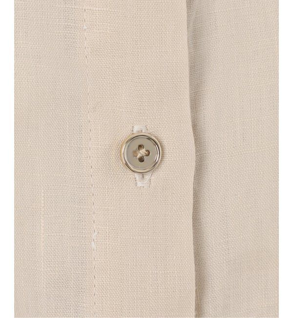 Spick and Span「《新色有り / ゆったりサイズ》追加予約 80リネンカシュクール ビッグシャツ」|シャツ・ブラウス|