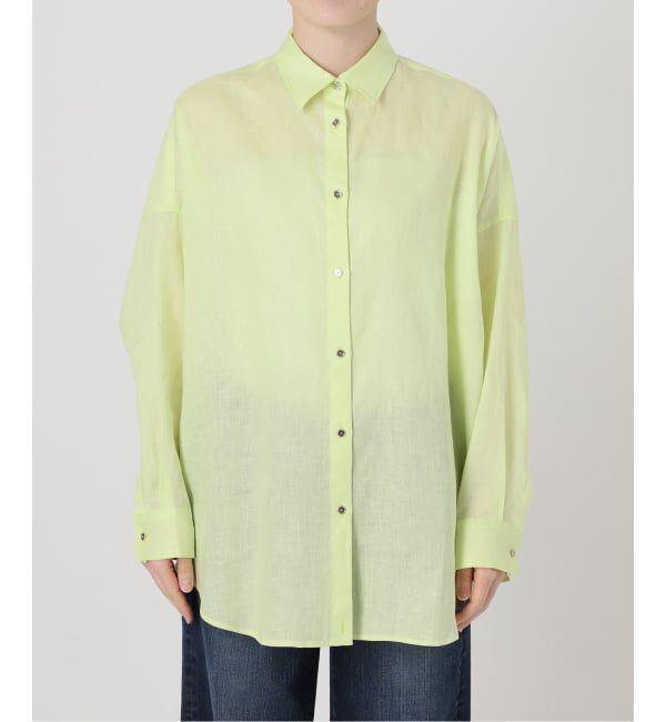Spick and Span「《新色有り / ゆったりサイズ》追加予約 80リネンカシュクール ビッグシャツ」|シャツ・ブラウス|