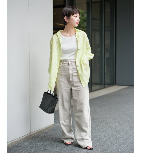 Spick and Span「《新色有り / ゆったりサイズ》追加予約 80リネンカシュクール ビッグシャツ」|シャツ・ブラウス|