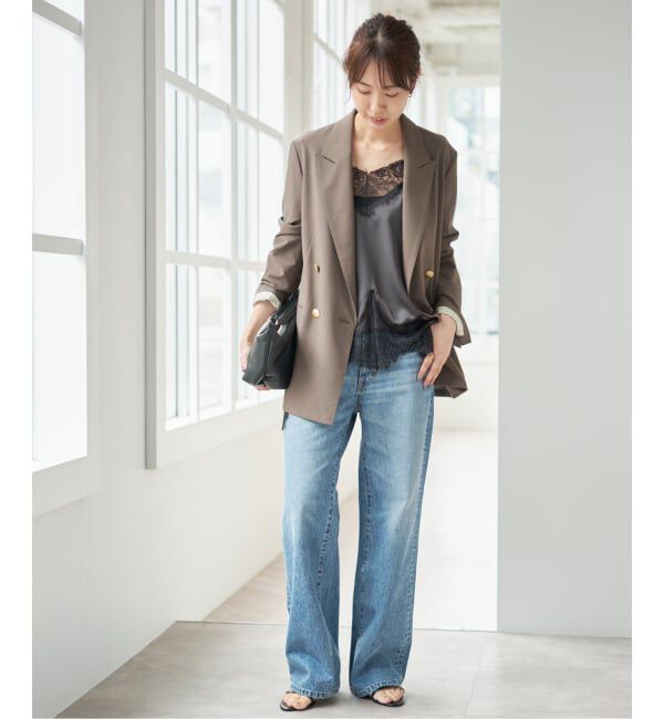 Spick and Span「《WEB限定 / 追加3予約》レースサテンチュニックキャミソール」|キャミソール|