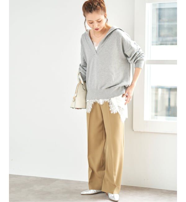 Spick and Span「《WEB限定 / 追加3予約》レースサテンチュニックキャミソール」|キャミソール|