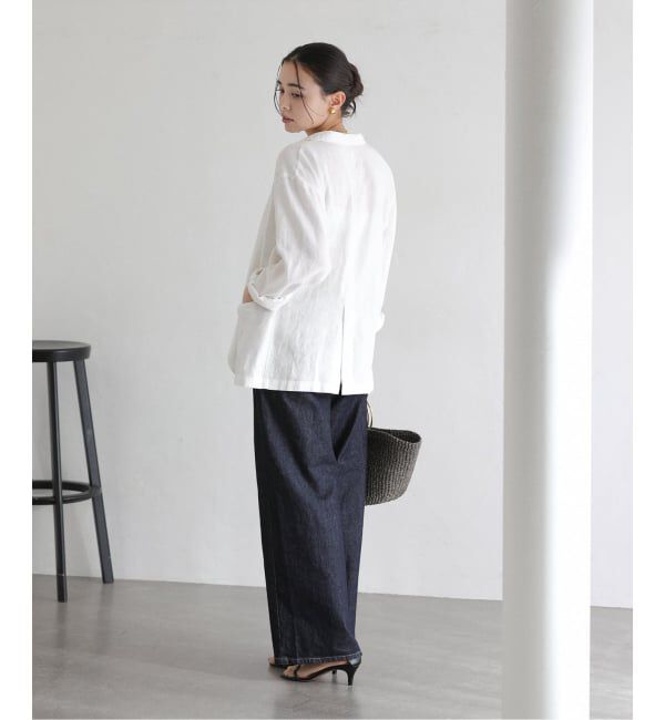  「【洗える】ウォッシャブルリネン混ジャケット」|テーラードジャケット|