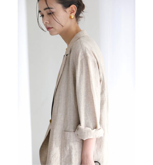  「【洗える】ウォッシャブルリネン混ジャケット」|テーラードジャケット|