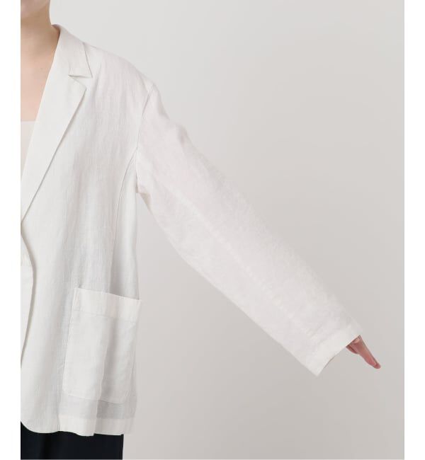  「【洗える】ウォッシャブルリネン混ジャケット」|テーラードジャケット|