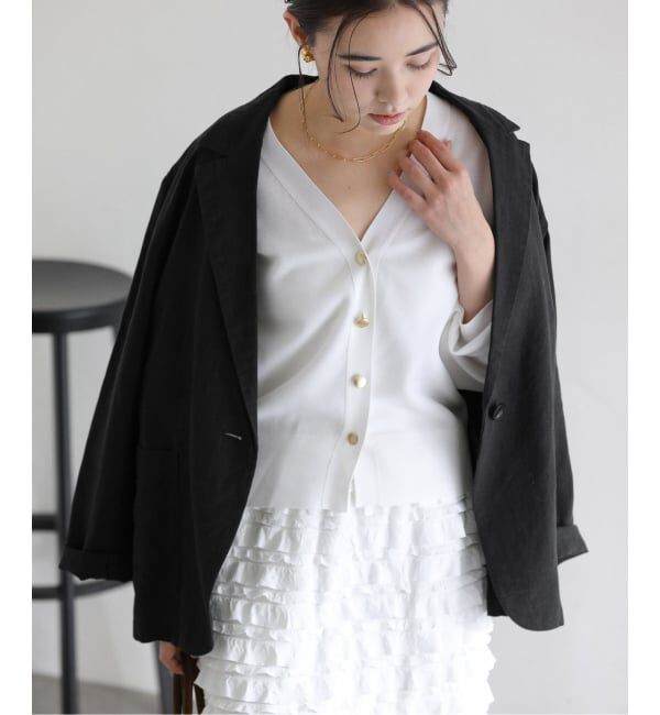  「【洗える】ウォッシャブルリネン混ジャケット」|テーラードジャケット|