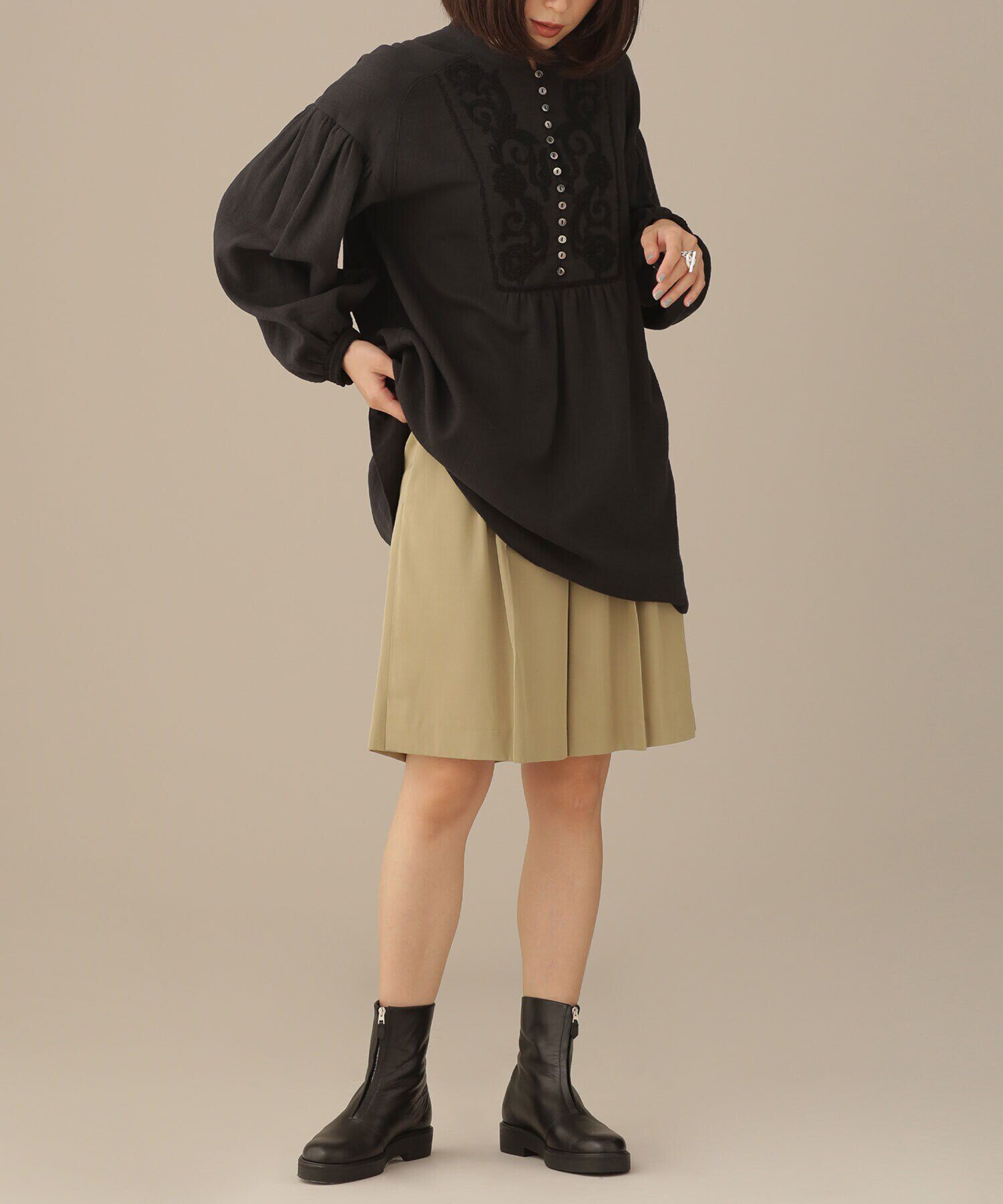 nano･universe「LB.03/2タックウールミドルパンツ（セットアップ可）」|キュロット|