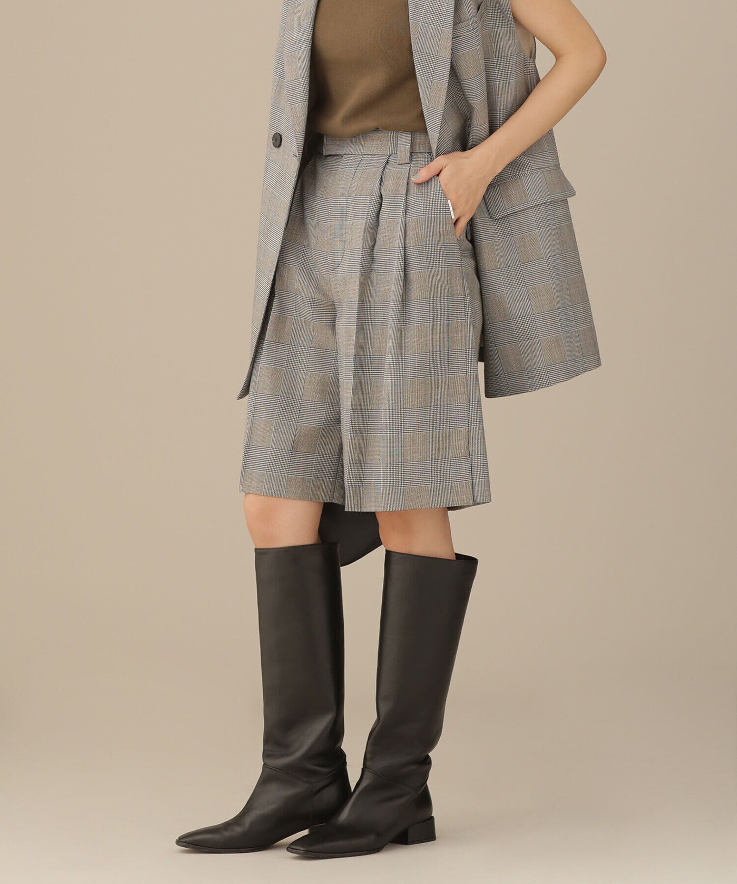 nano･universe「LB.03/2タックウールミドルパンツ（セットアップ可）」|キュロット|パターン1