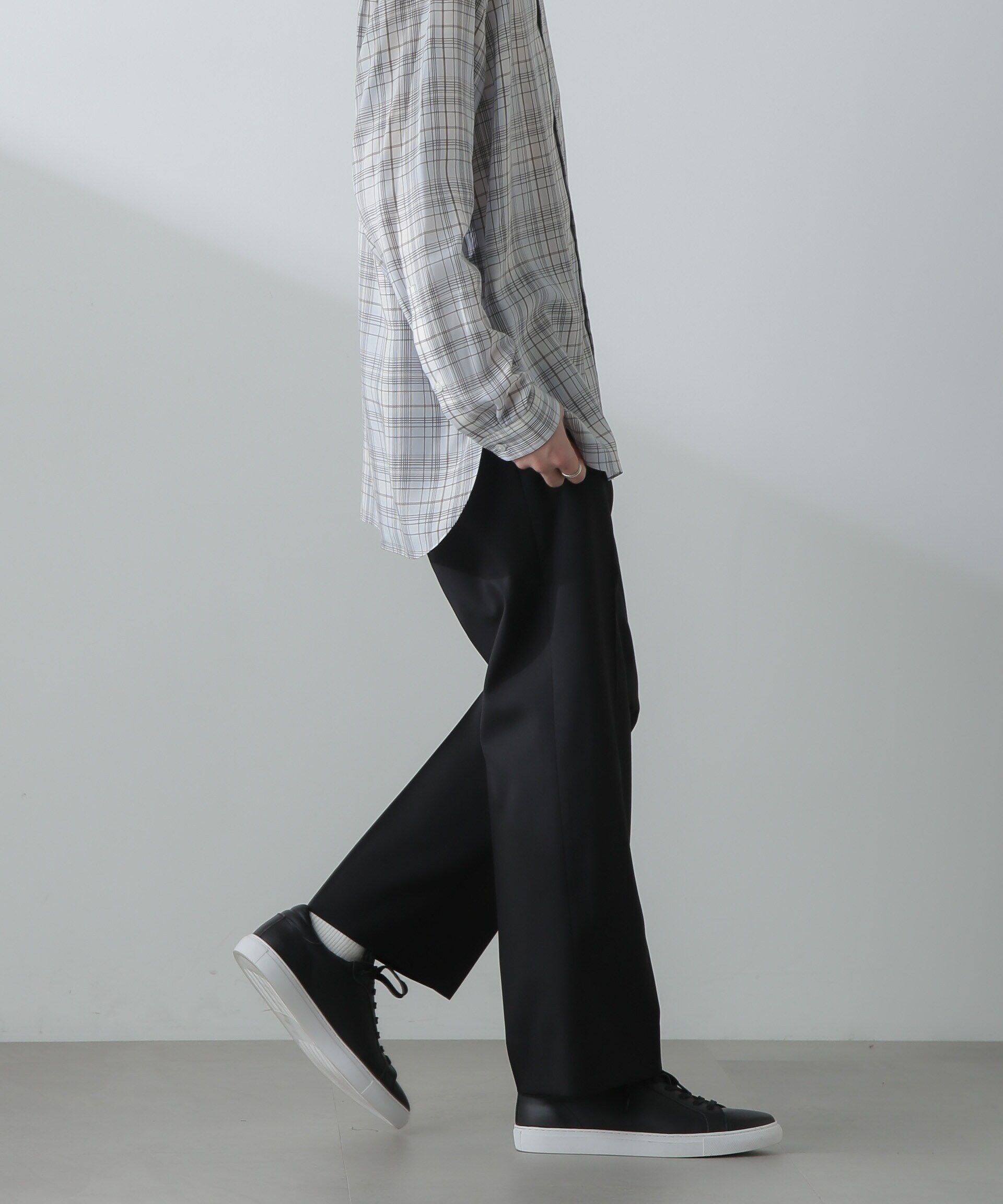 nano･universe「COOLMAX T/Wストレッチブートレッグパンツ」|チノ|