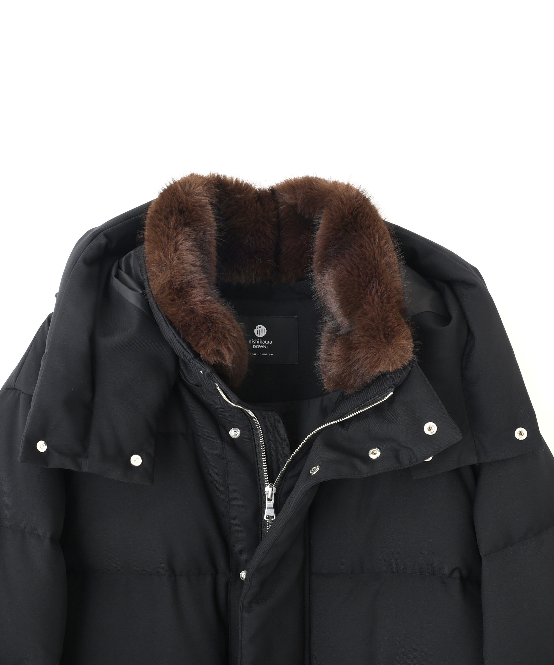 nano･universe「「西川ダウン(R)」フェイクファーカラーサージロングダウン」|ダウン|