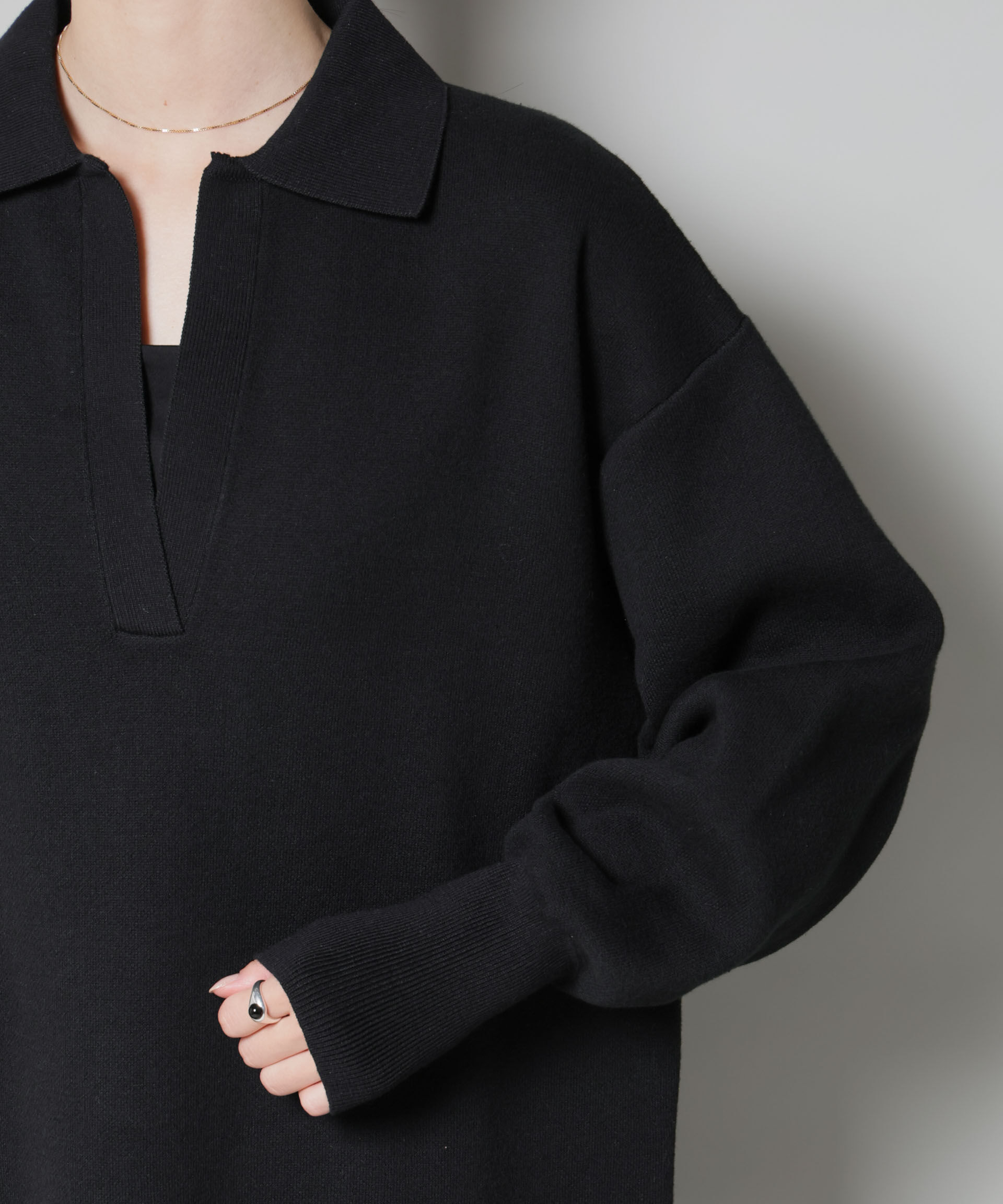 nano･universe「スウェットライク衿付きスキッパーニットワンピース」|ワンピース|