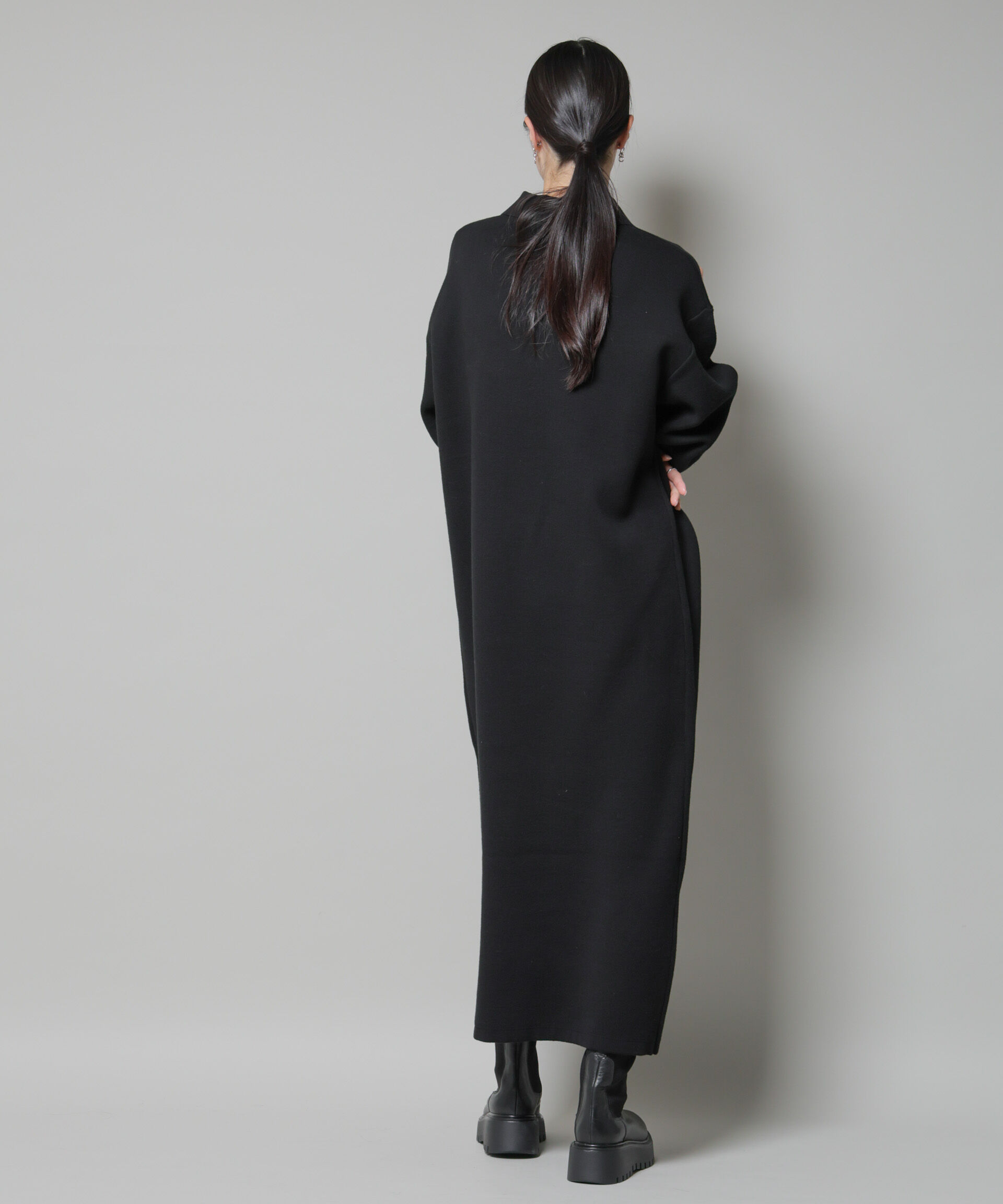 nano･universe「スウェットライク衿付きスキッパーニットワンピース」|ワンピース|