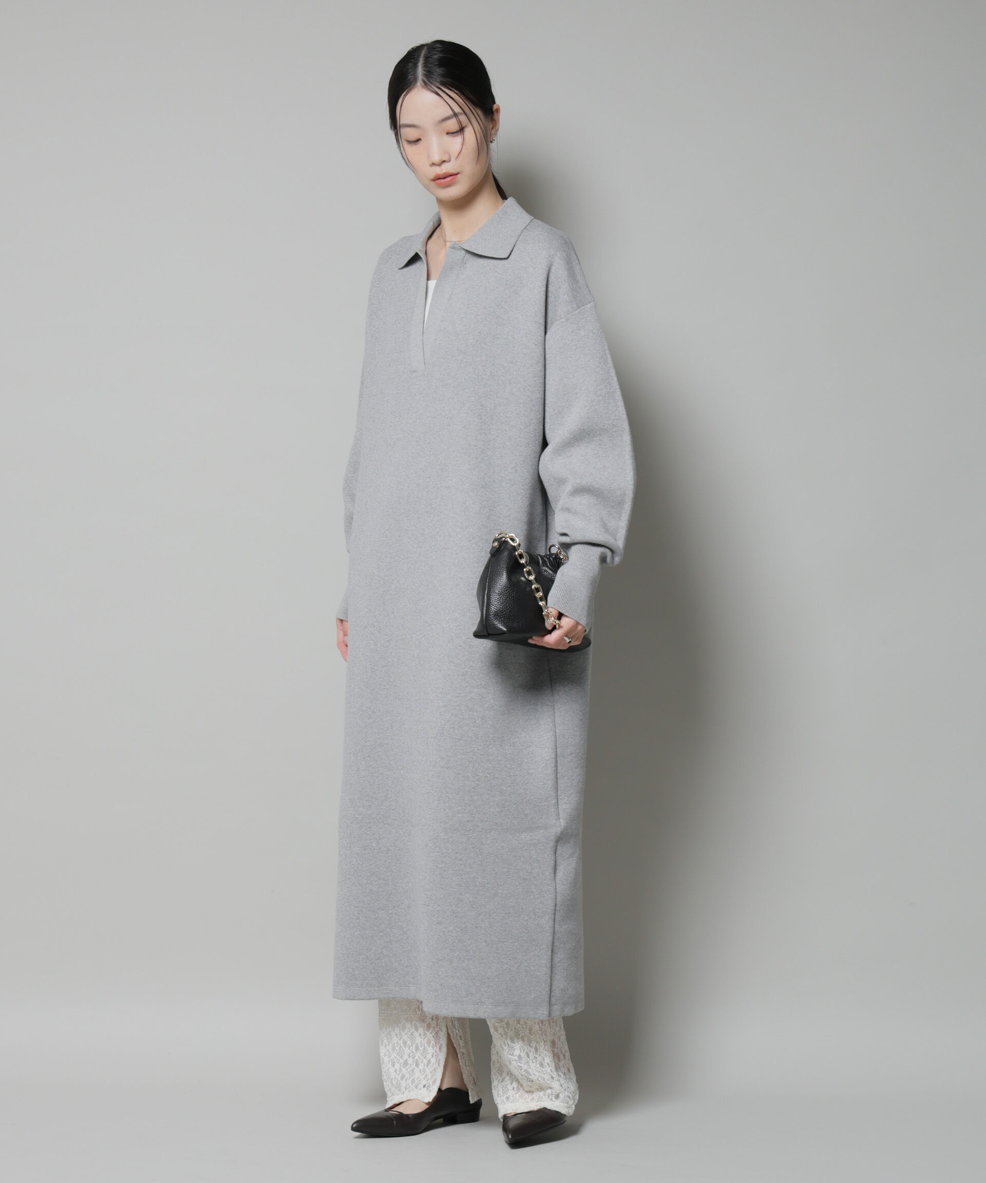 nano･universe「スウェットライク衿付きスキッパーニットワンピース」|ワンピース|