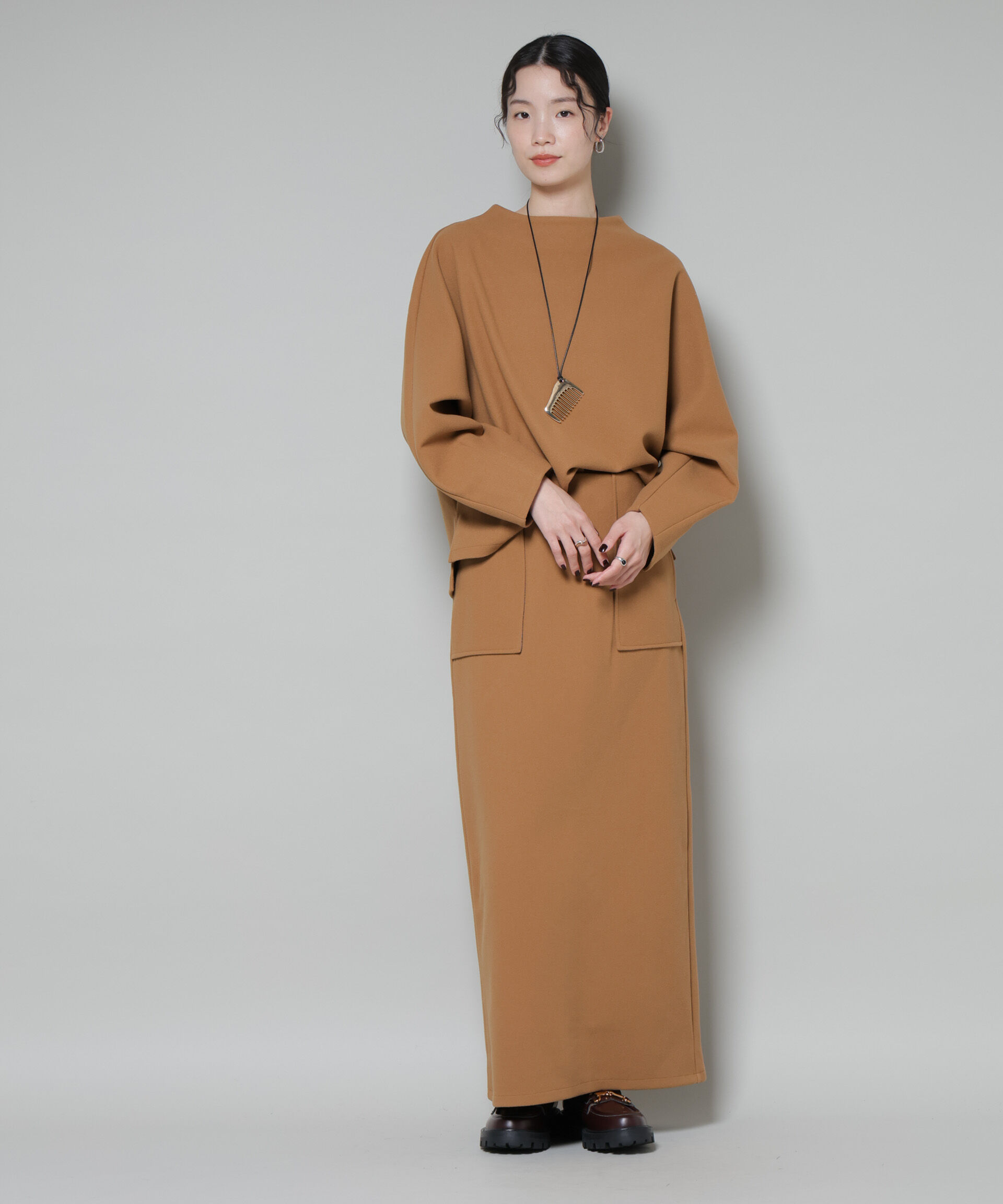 nano･universe「ｿﾌﾄﾒﾙﾄﾝｼﾞｬｰｼﾞｰﾀｯｸｽﾘｰﾌﾞﾓｯｸﾈｯｸﾄｯﾌﾟｽ(」|シャツ・ブラウス|