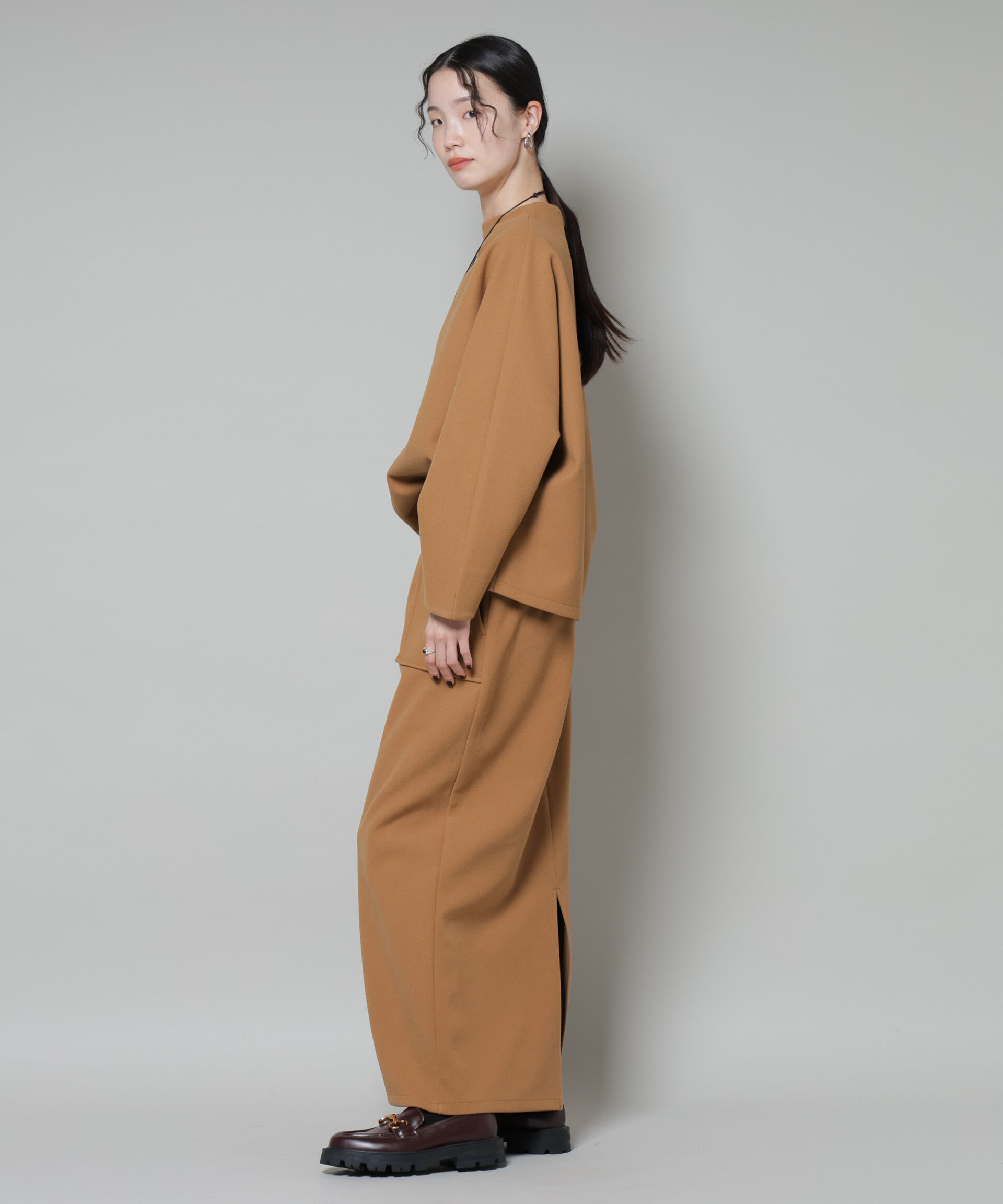 nano･universe「ｿﾌﾄﾒﾙﾄﾝｼﾞｬｰｼﾞｰﾀｯｸｽﾘｰﾌﾞﾓｯｸﾈｯｸﾄｯﾌﾟｽ(」|シャツ・ブラウス|