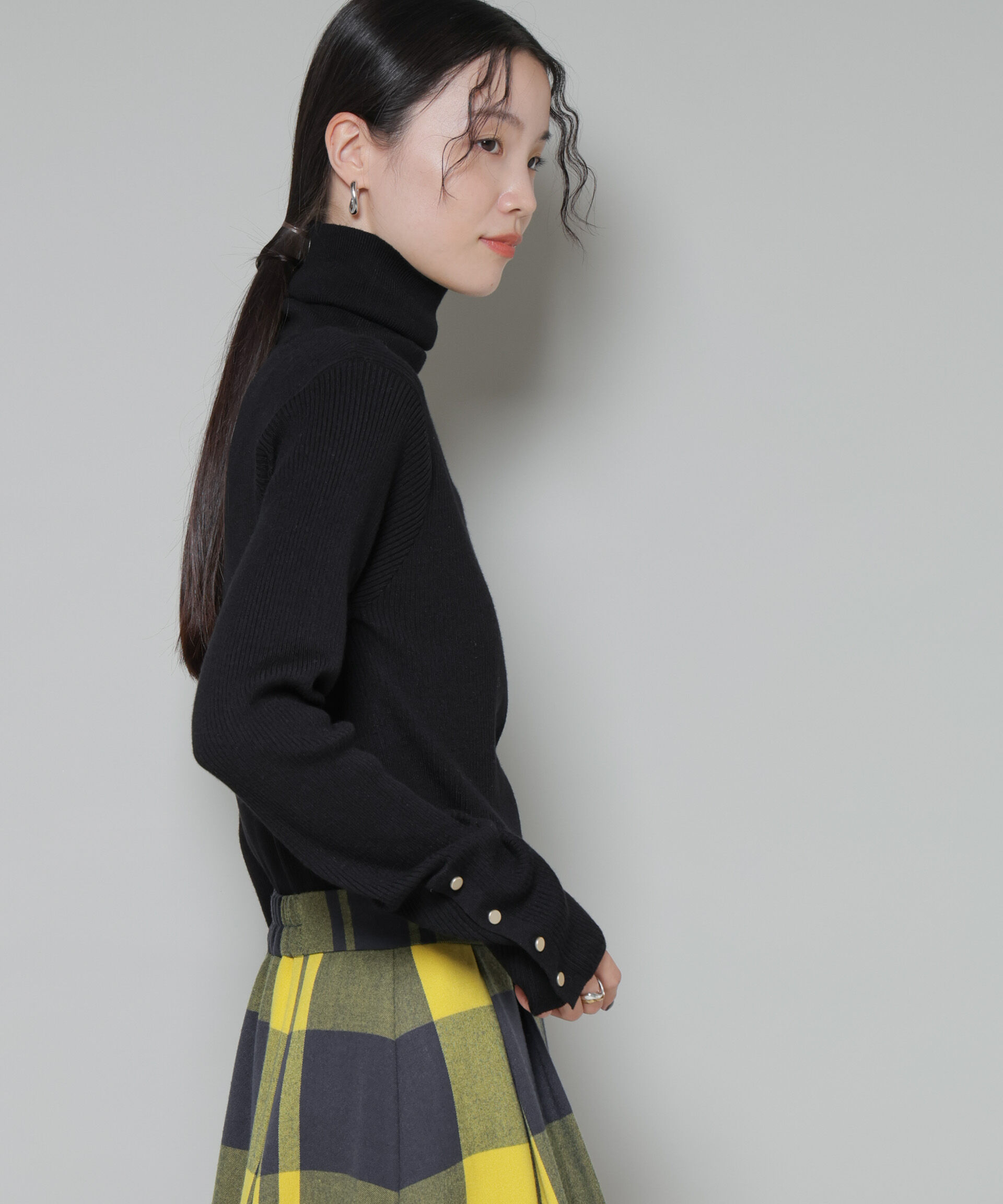 nano･universe「洗濯機洗可メタルボタンリブニット」|ニット・セーター|