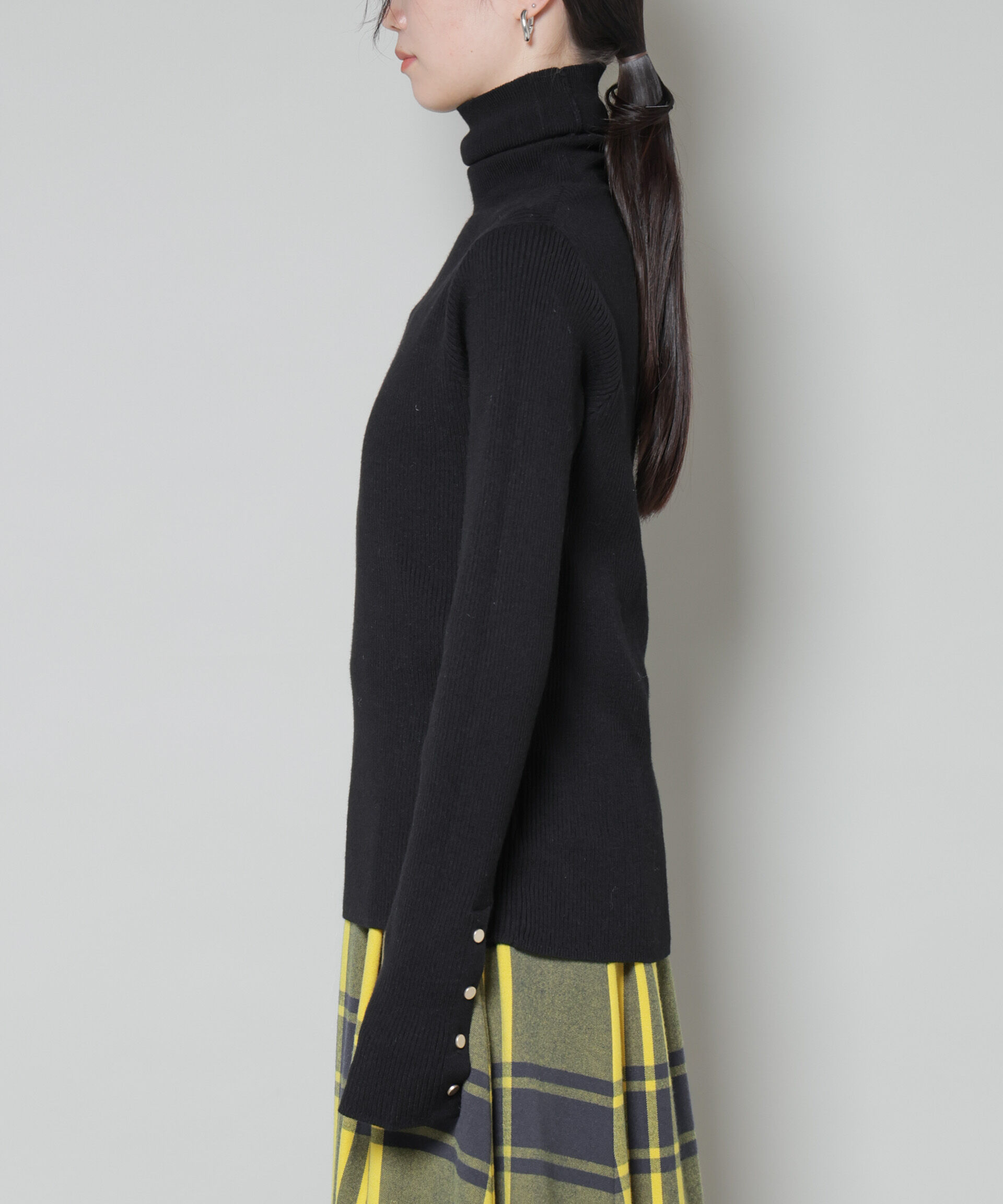 nano･universe「洗濯機洗可メタルボタンリブニット」|ニット・セーター|