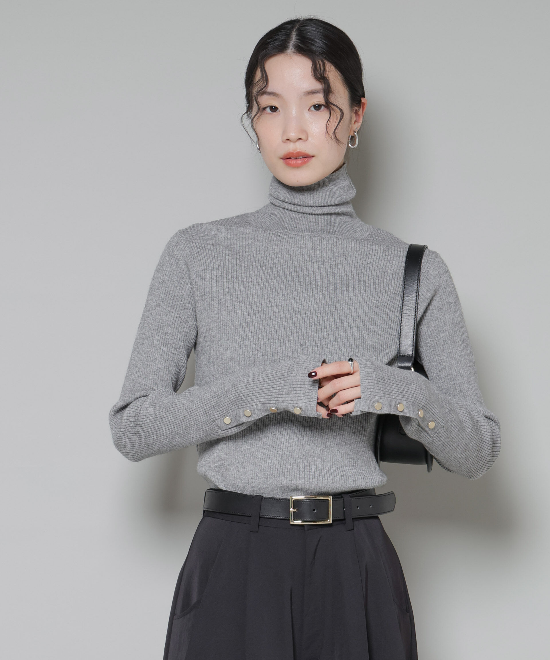 nano･universe「洗濯機洗可メタルボタンリブニット」|ニット・セーター|