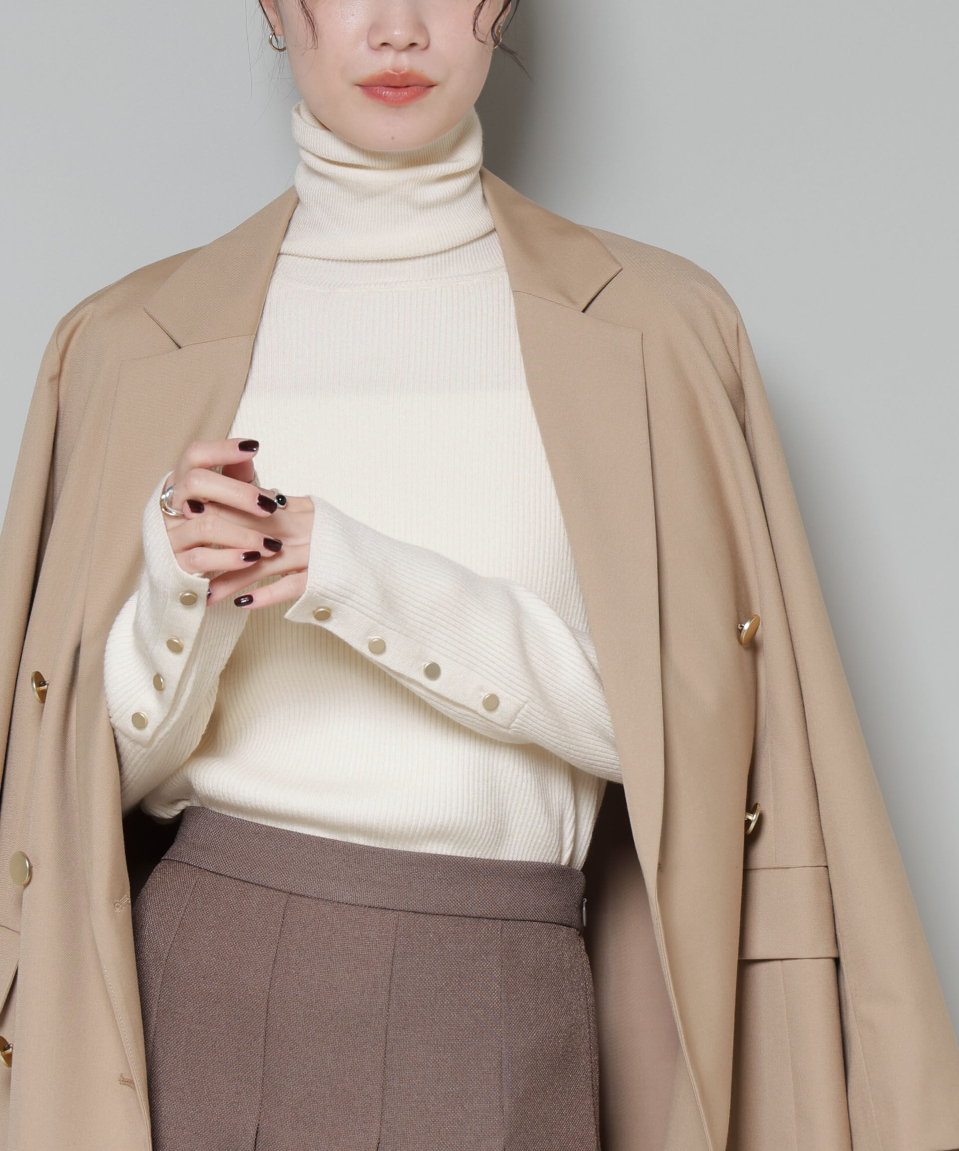 nano･universe「洗濯機洗可メタルボタンリブニット」|ニット・セーター|