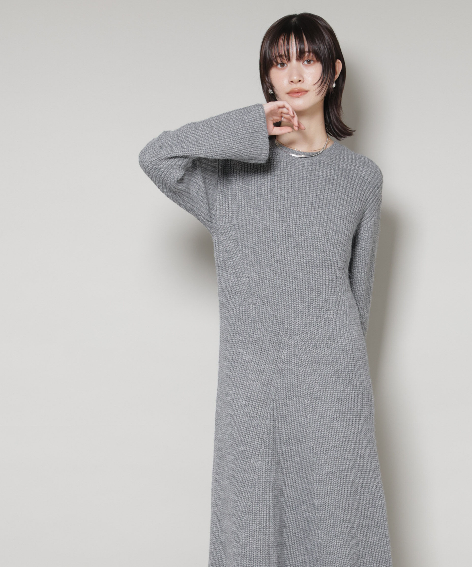 nano･universe「片畦フレアニットワンピース」|ワンピース|