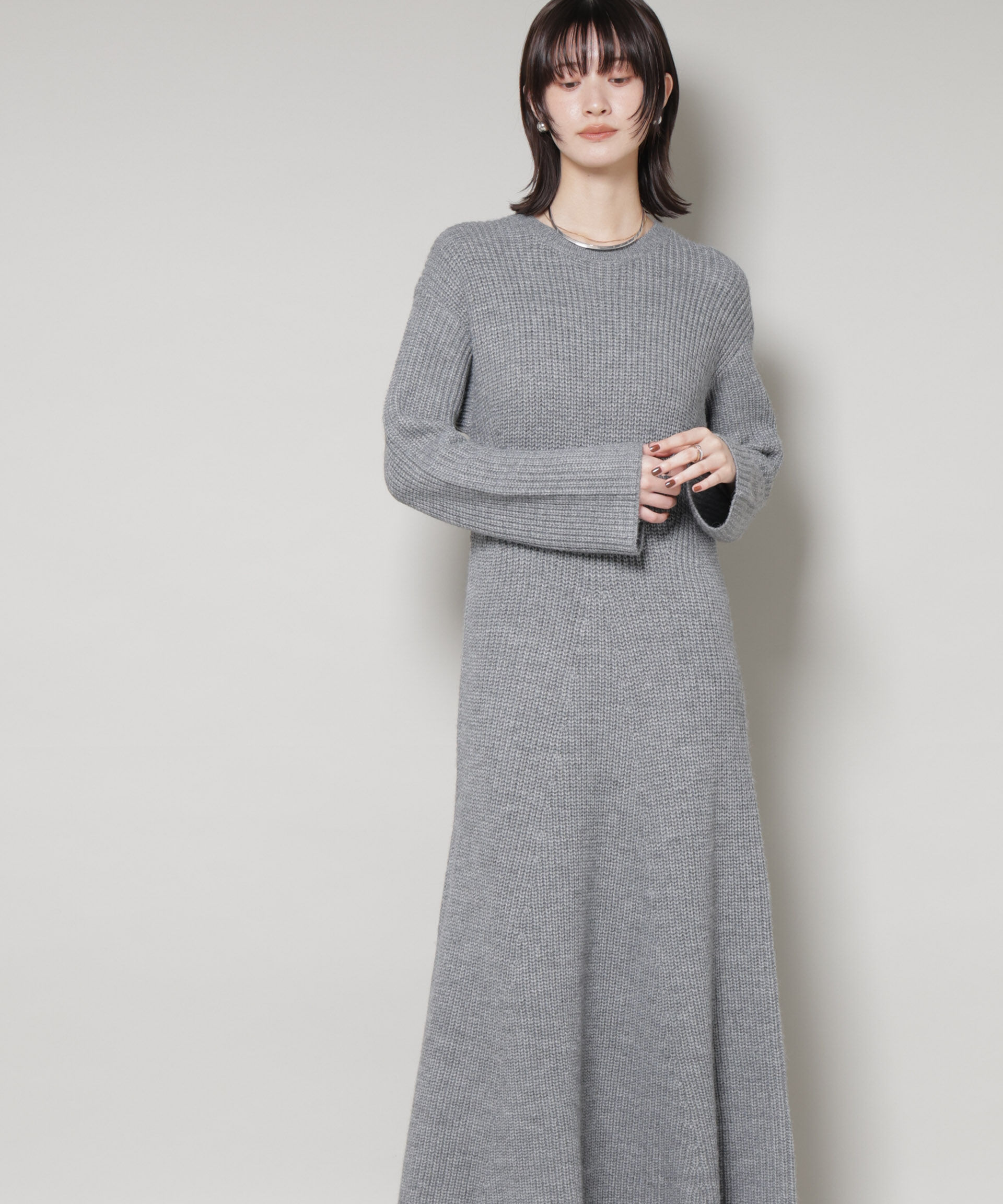 nano･universe「片畦フレアニットワンピース」|ワンピース|