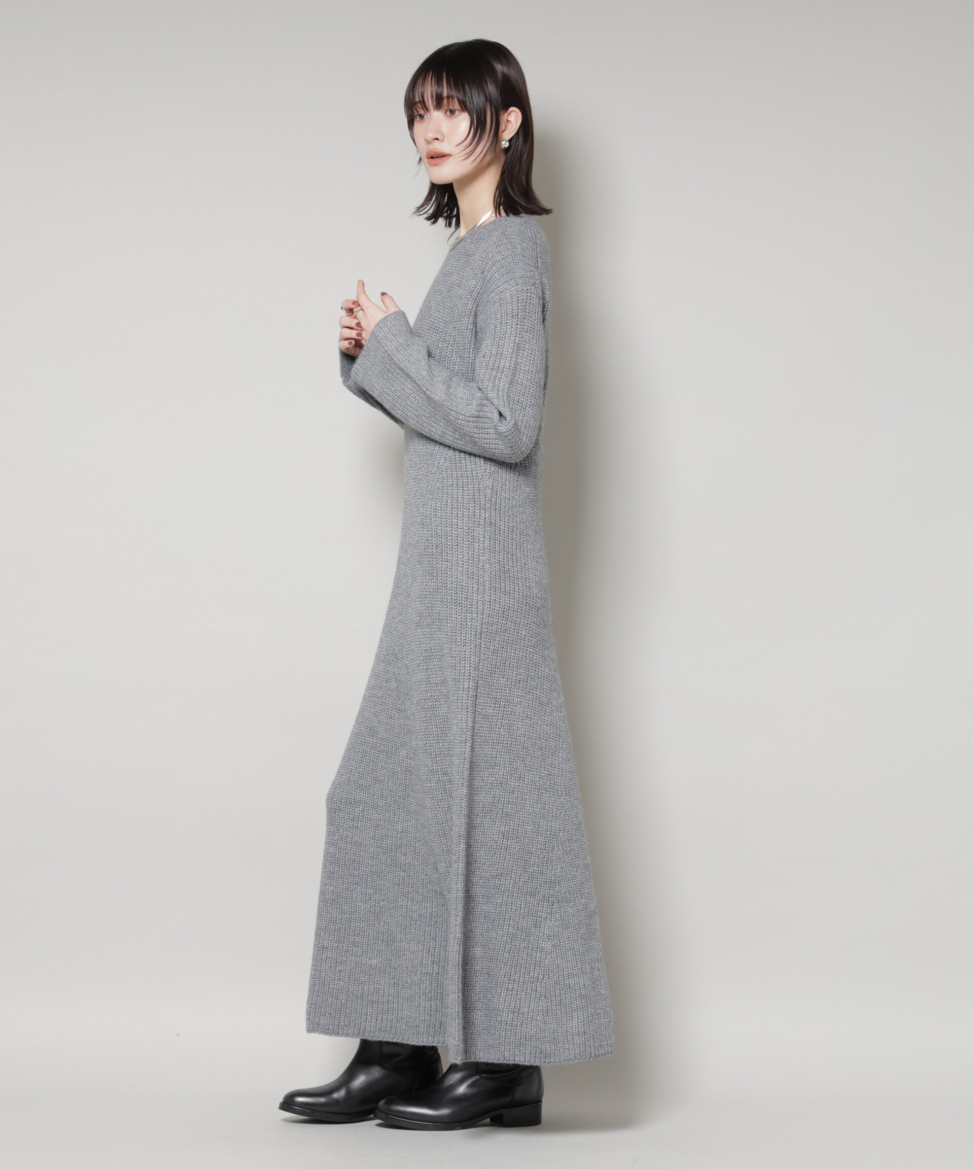 nano･universe「片畦フレアニットワンピース」|ワンピース|