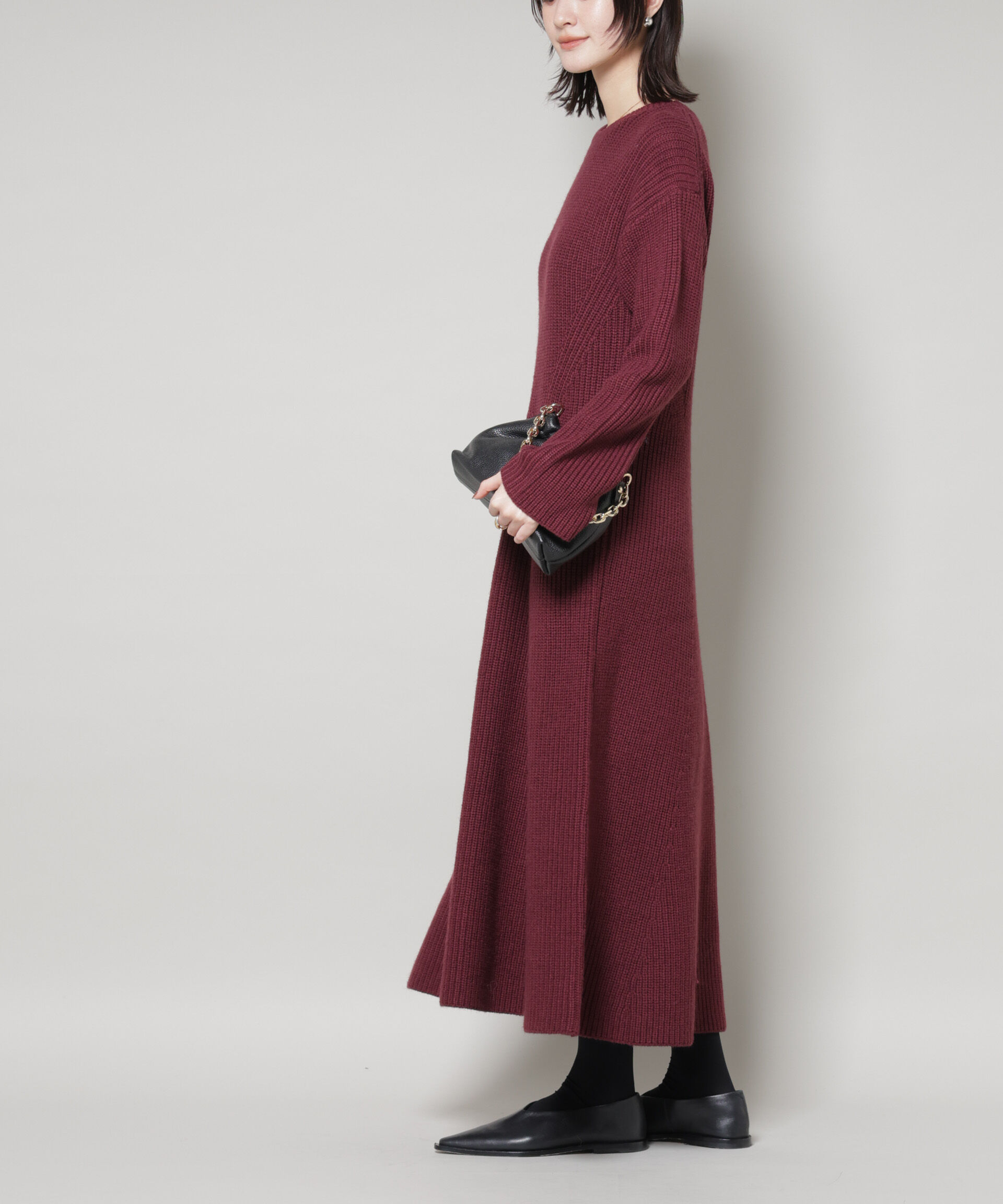 nano･universe「片畦フレアニットワンピース」|ワンピース|