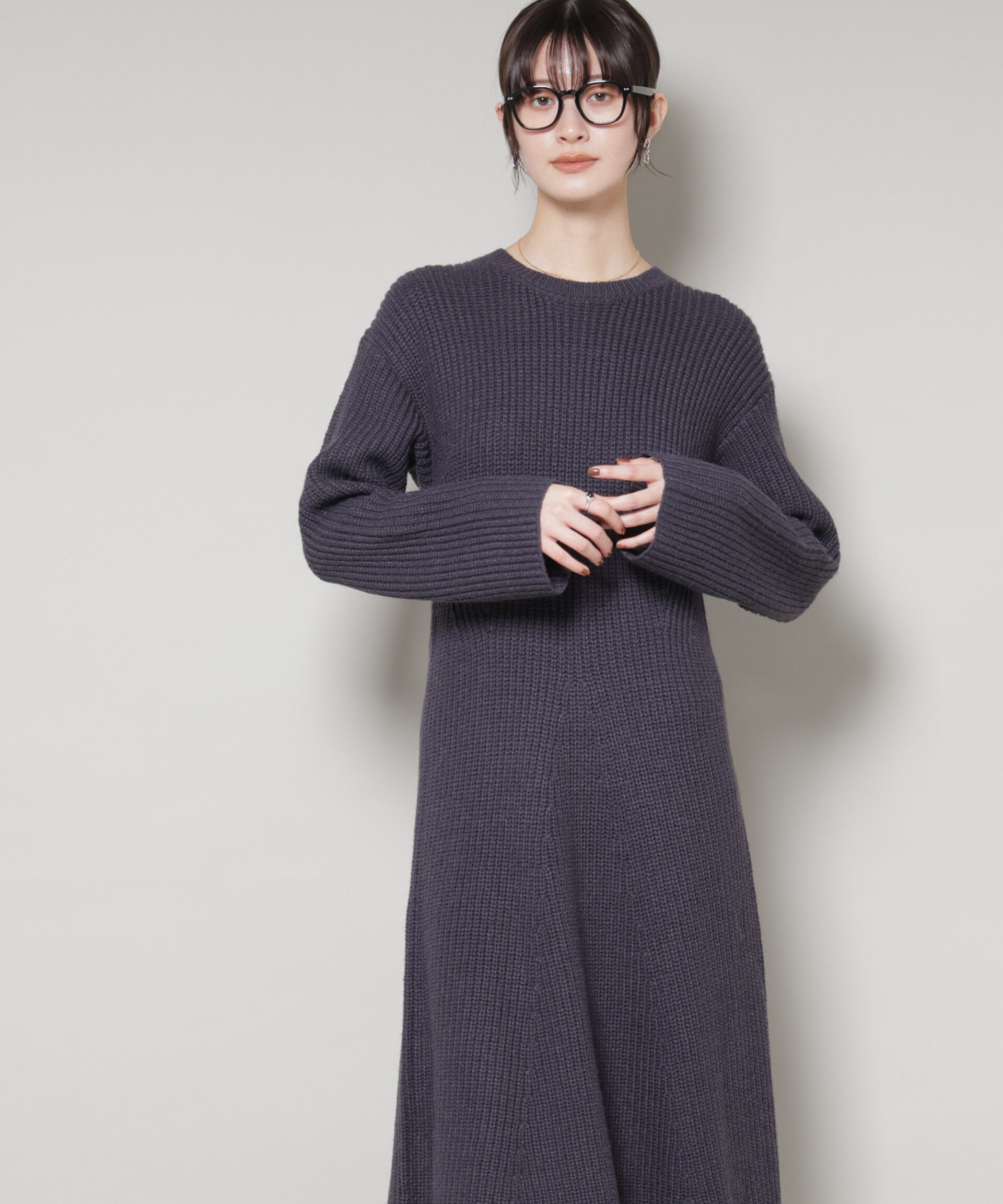 nano･universe「片畦フレアニットワンピース」|ワンピース|